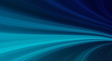 Fototapeta premium Digital Velocity: Curved Streaks of Luminous Cyan Light in Deep Blue
