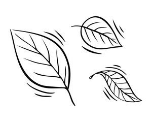 Set of cute simple leaves in doodle style. Autumn fallen leaves. Vector illustration