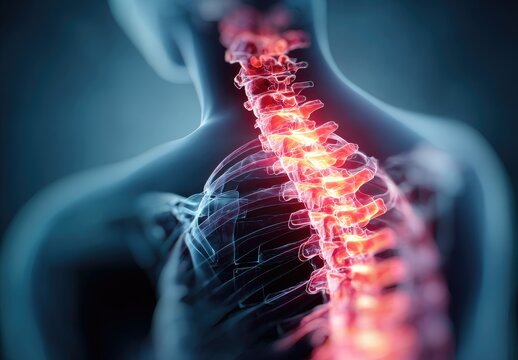 Painful spinal vertebrae highlighted