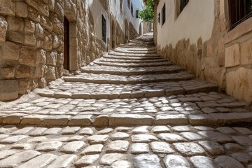 Obraz premium Cobblestones in an old alley. Generative AI