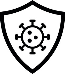 Obraz premium Antivirus protection icon isolated on white background . Shield virus icon . Vector illustration