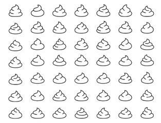 Pet poop icons, dog excrement in doodle style isolated on white background. Animal poop vector design. Vector illustration
