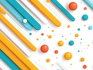 A vibrant abstract design featuring colorful lines and circles, creating a dynamic and modern visual layout.