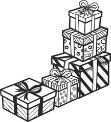 Happy birthday and Christmas celebration surprise with 3d red gift boxes decorated with ribbons and bows