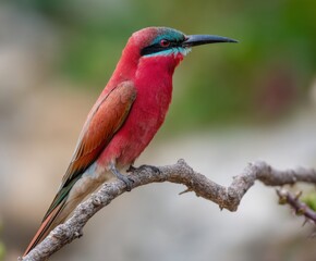 Close-up view of a Southern carmine bee-eater, in the wild