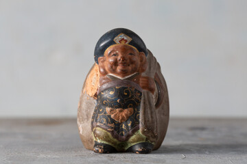 Shichifukujin (Seven Lucky Gods) Figurine Daikokusama Clay Figurine of Daikokuten with Missing Hand...