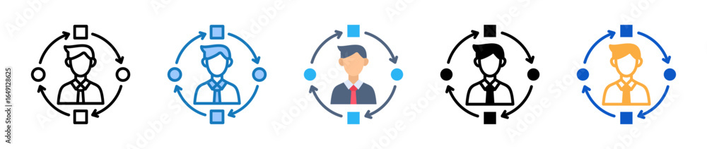 Aufkleber adaptation multiple style icons set design vector illustration.