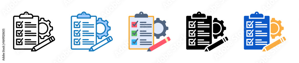 Aufkleber planning multiple style icons set design vector illustration.