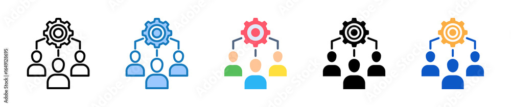 Aufkleber teamwork multiple style icons set design vector illustration.