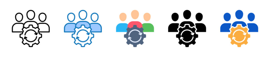 Obraz premium Human Resources multiple style icons set design vector illustration. 
