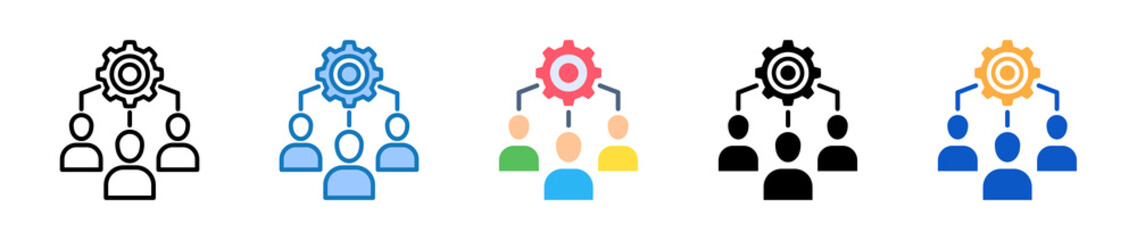 Teamwork multiple style icons set design vector illustration. 