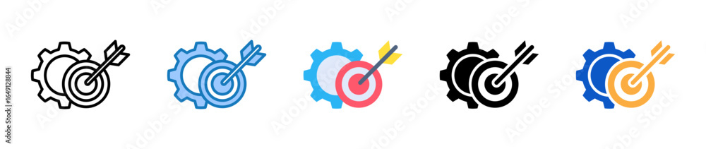 Poster target multiple style icons set design vector illustration.