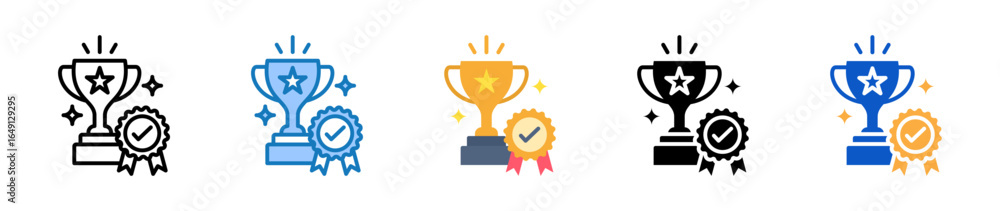 Poster achievement multiple style icons set design vector illustration.