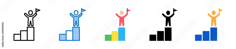 Poster success multiple style icons set design vector illustration.