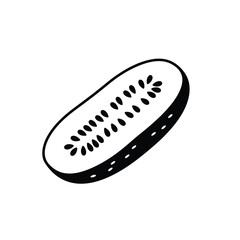 a half cucumber in black and white