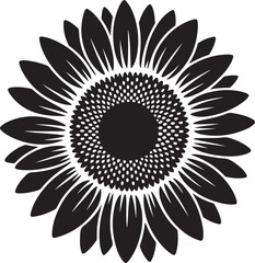 Bold black sunflower silhouette for modern design projects