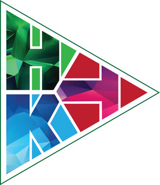 Colorful Geometric HKT Logo Design in Triangle Shape