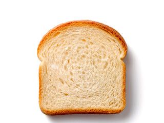 A single slice of white bread against a white background. The bread has a golden-brown crust and a light-colored interior.