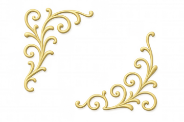 Elegant golden flourishes create a sophisticated frame on a transparent background, perfect for adding a touch of luxury and refinement to designs