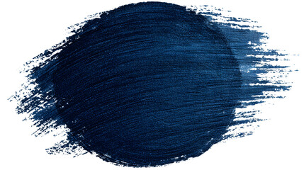 Navy blue grungy brush circle isolated on white