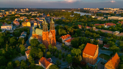 Church on Tumski Island in Poznań in Poland in the spring at sunset © MKavalenkau