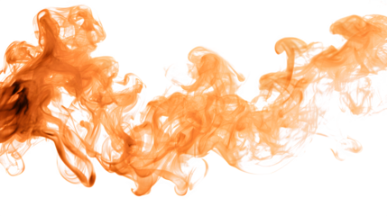 Orange smoke wisp rising isolated on white