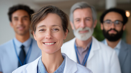 Fototapeta premium Diverse and Happy Healthcare Team in Hospital Setting