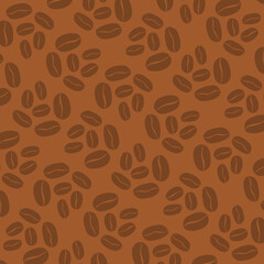 Seamless pattern of roasted coffee beans brown background. Perfect for cafe branding, coffee shop decor, textile prints, packaging design, and backgrounds.