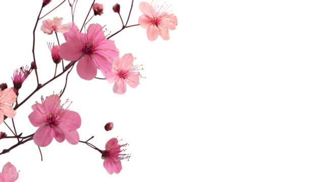 Pink floral scene with soft background and copy space