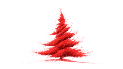 Abstract red Christmas tree drawing isolated on white