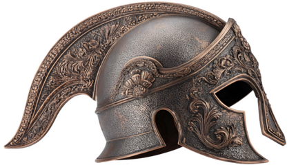 Ancient-style metal warrior helmet isolated on white