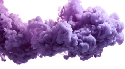 Purple smoke cloud swirling effect isolated on white