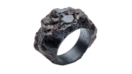 Asteroid ring with dark rocky elements isolated on white