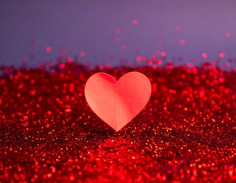 Heart on a bed of red glitter