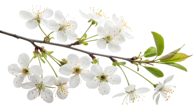 White flowers of tree isolated on transparent background PNG, perfect for digital design, branding, wallpapers, posters, and print materials