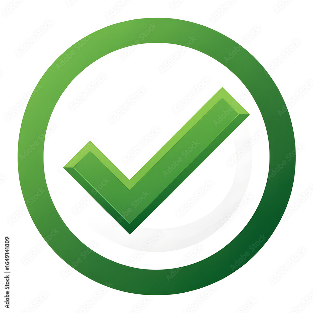 Poster green check mark inside a circle isolated on transparent background