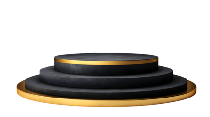 Black and gold podium display for product isolated on white