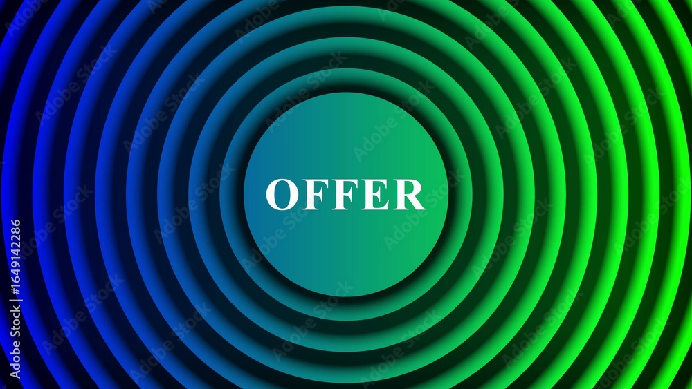 Poster concentric circles with gradient background and offer text abstract blue