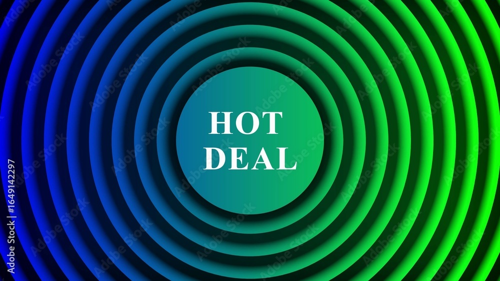 Poster concentric circles with gradient background and hot deal text abstract blue