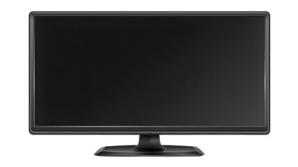 Black flatscreen monitor display isolated on white