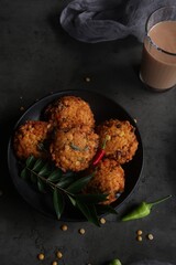 Homemade Dal or Daal fritters  - South Indian snacn Parippu vada served with tea