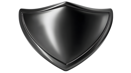 Black metallic shield with glossy surface isolated on white