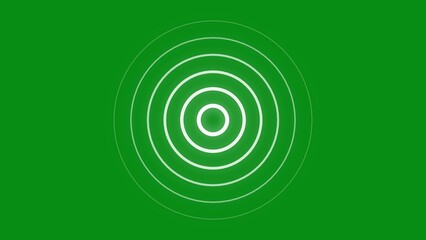 Bright White Concentric Circles Pulsing on a Green Background rings radiating
