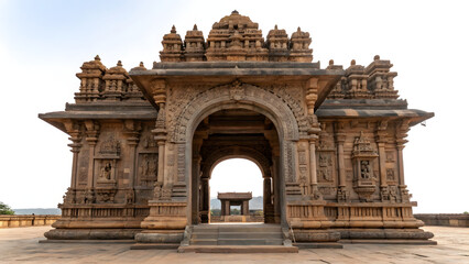 Obraz premium Ancient large Indian temple archway, perfect for cultural, historical, architectural, digital design, branding, wallpapers, posters, and print materials 