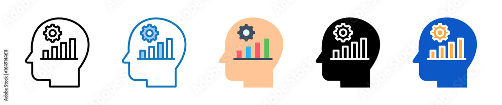 Poster analytical thinking multiple style icons set design vector illustration.