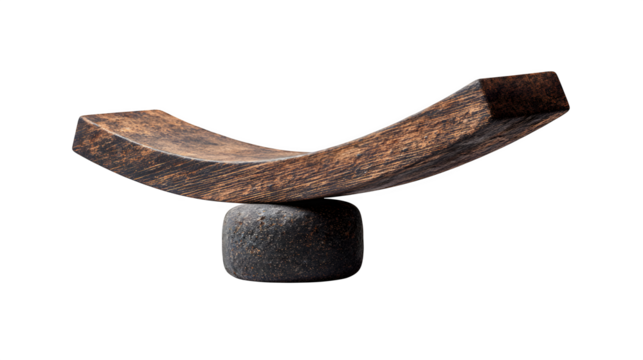 Abstract object leaning to the right with tilted balance