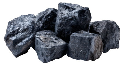 Rough coal stones isolated on white