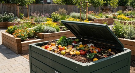 Composting fruits and vegetables community garden sustainable practices urban environment ground level eco-friendly solutions