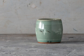 Futaoki Chadougu Yakimono Korean Celadon Lid Rest with Flying Cranes - Chiseon Kiln