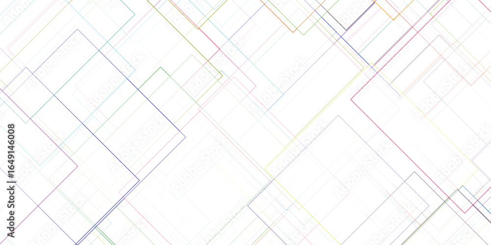 Poster abstract geometric background of intersecting colorful lines on a white backdrop creates a modern de